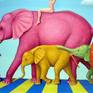 "Bon Voyage" - oil painting, ready to hang
This original oil painting is one of the latest artworks of the talented contemporary Bulgarian professional artist Grigor Velev, deeply inspired by surrealism, naturalism and pop art. It represents one a colorful surrealistic herd of elephants and a erotic nude woman riding one of them, as its trait is to present the world solely from a subjective perspective, distorting it radically for emotional effect in order to evoke moods or ideas.