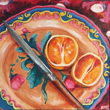 Saatchi Art Artist Lisa Keegan; Painting, “Orange with Laguiole Knife” #art