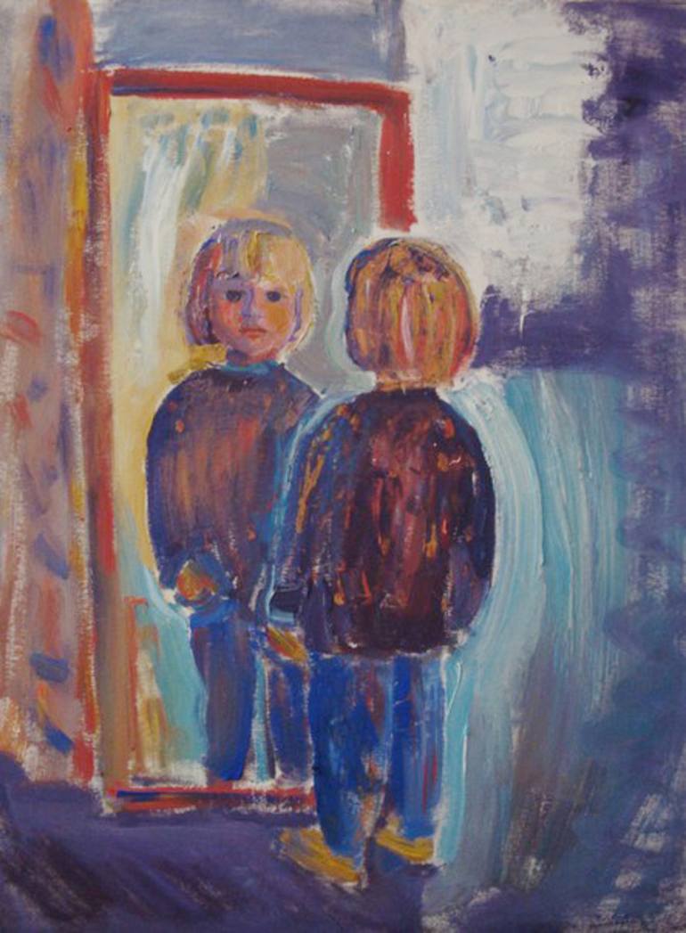 Baby near the mirror. Painting by Svetlana Schepetova | Saatchi Art