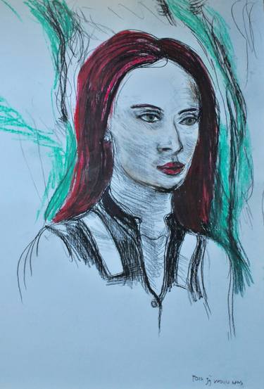 Original Expressionism Portrait Drawings by Laurine Peeters