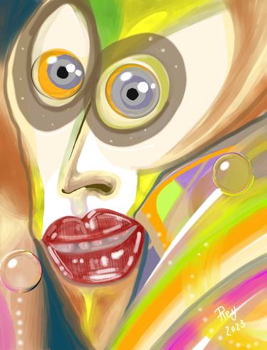 Original Expressionism Portrait Digital by Rey Vinas