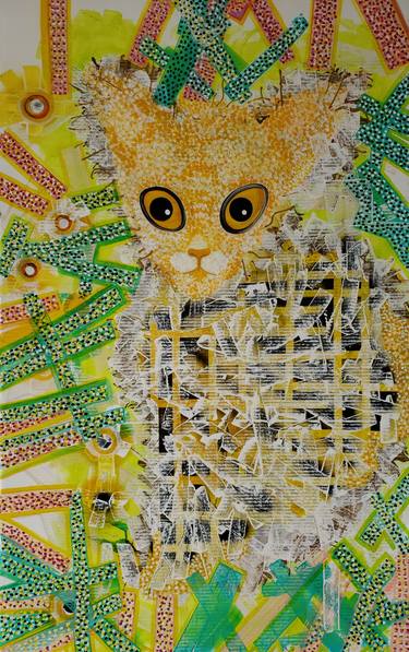 Original Expressionism Cats Paintings by Rey Vinas