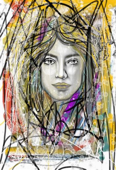 Original Expressionism Portrait Mixed Media by Rey Vinas