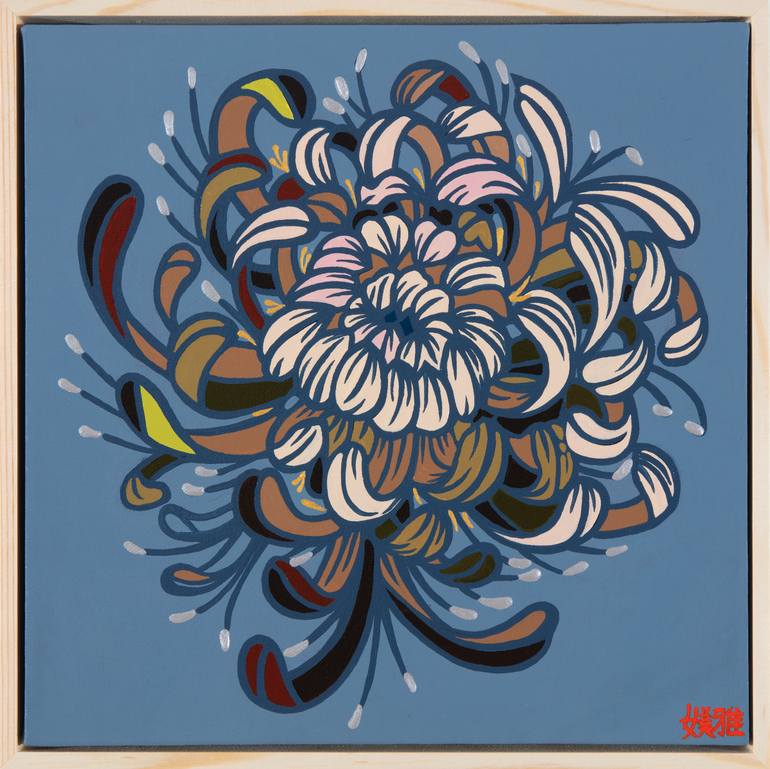 Original Pop Art Floral Painting by Mia Kim