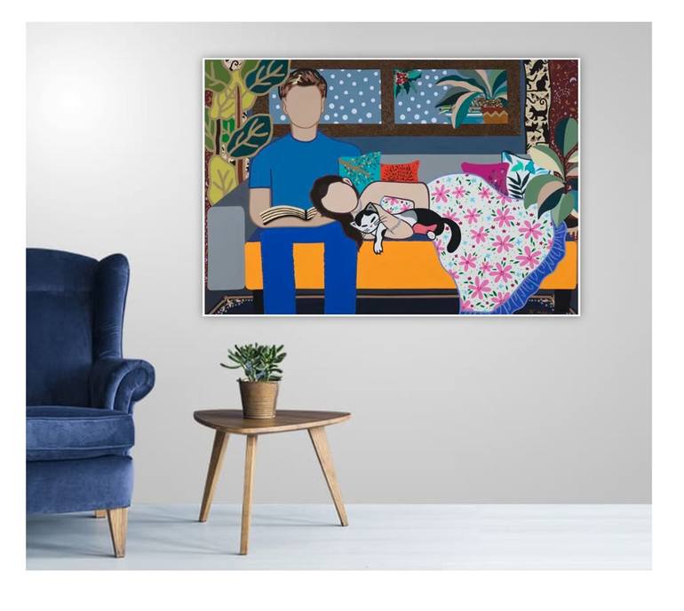 Original Illustration Family Painting by Mia Kim