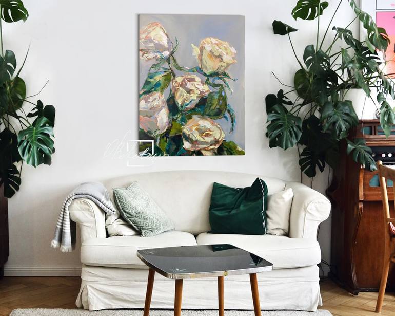 White roses Painting by Olga Beketova | Saatchi Art