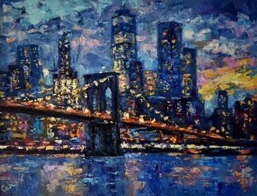 New York Painting Original Art Brooklyn Bridge Canvas thumb