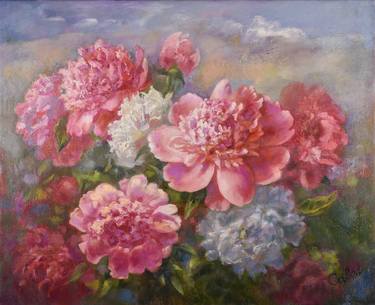 Peonies Painting Floral Original Art Flower Artwork Realism thumb