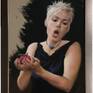 opera singer as Eve with Apple, shown framed