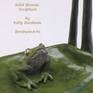 Detail of the green frog who sits on the lily pad and watches the other frog, hanging. Bronze sculpture for tabletops