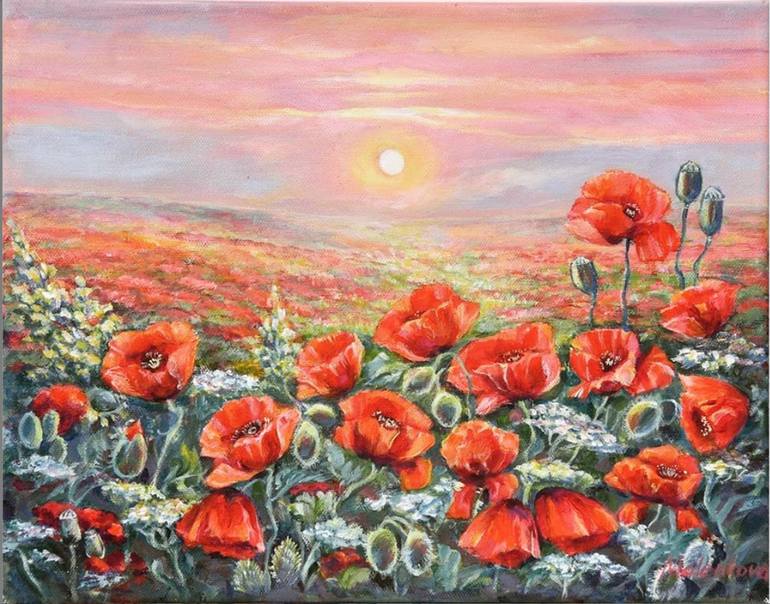 Poppy Plants Painting by Natasha Malenkova | Saatchi Art