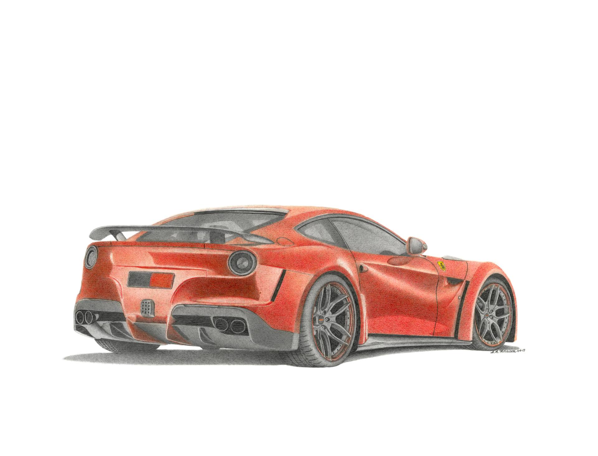 【在庫僅少】 Largo N Novitecrosso Berlinetta F12 Ferrari Drawing Daryl by 額縁