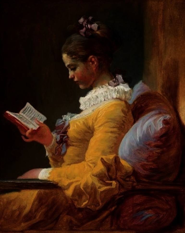girl reading painting