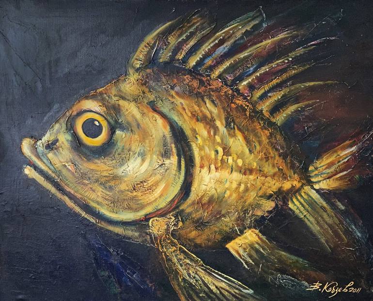 Goldfish Painting by Viktor Kobzev | Saatchi Art