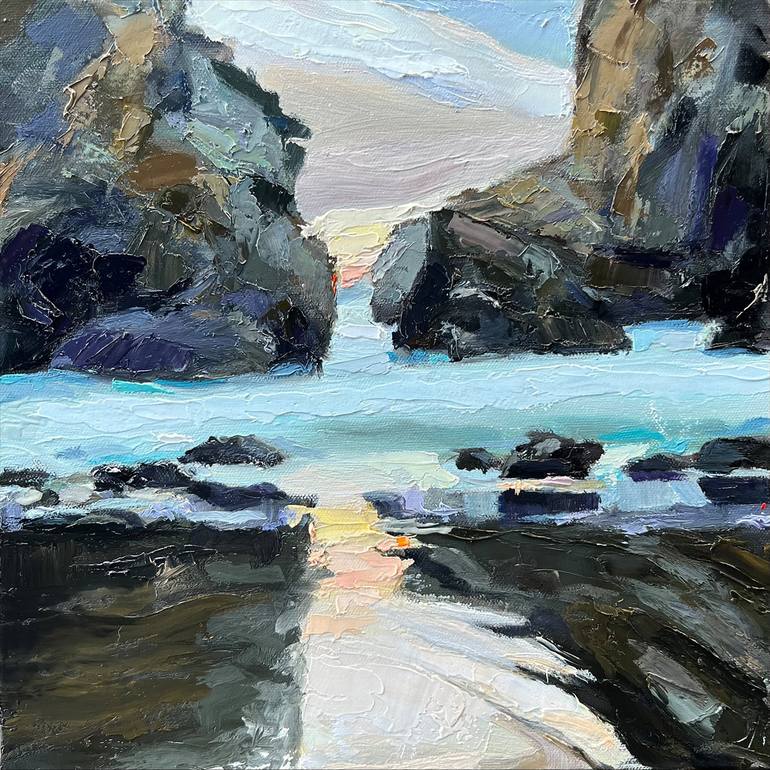 Original Impressionism Beach Painting by Evan Wilson