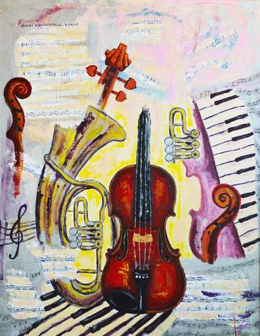 Original Abstract Expressionism Music Paintings by Dina Gart