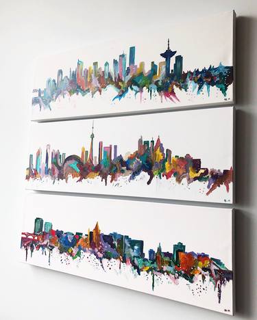Original Cities Painting by PZ Z