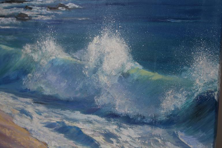 Sea, waves and seagulls Painting by Elina Kondratyuk | Saatchi Art