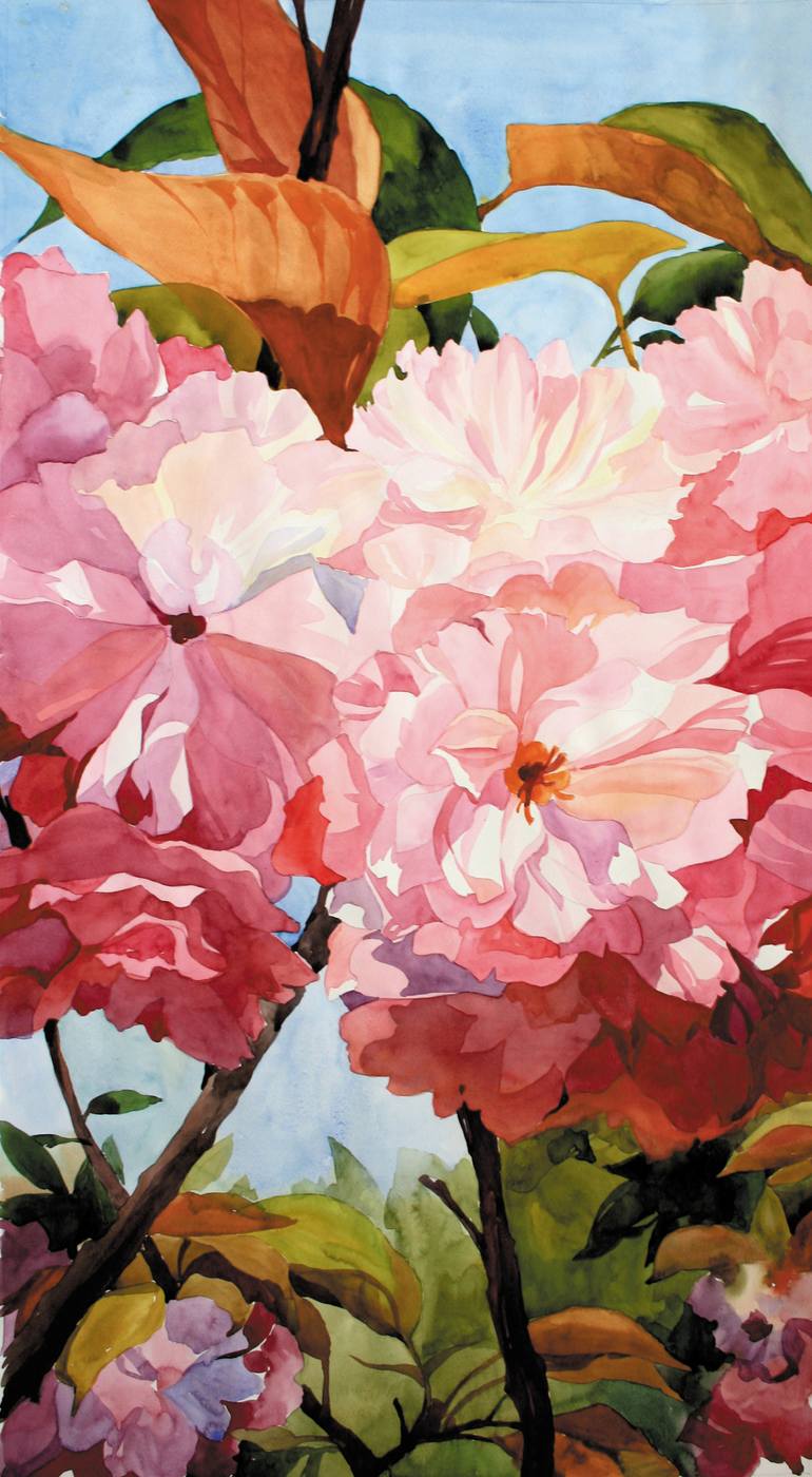 Sakura flower rampage Painting by Violetta Dudnikova | Saatchi Art
