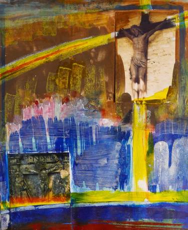 Original Abstract Expressionism Religious Collage by John Hacking