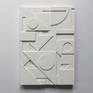 Layered card shapes, finished with gesso and acrylic on a wooden panel.