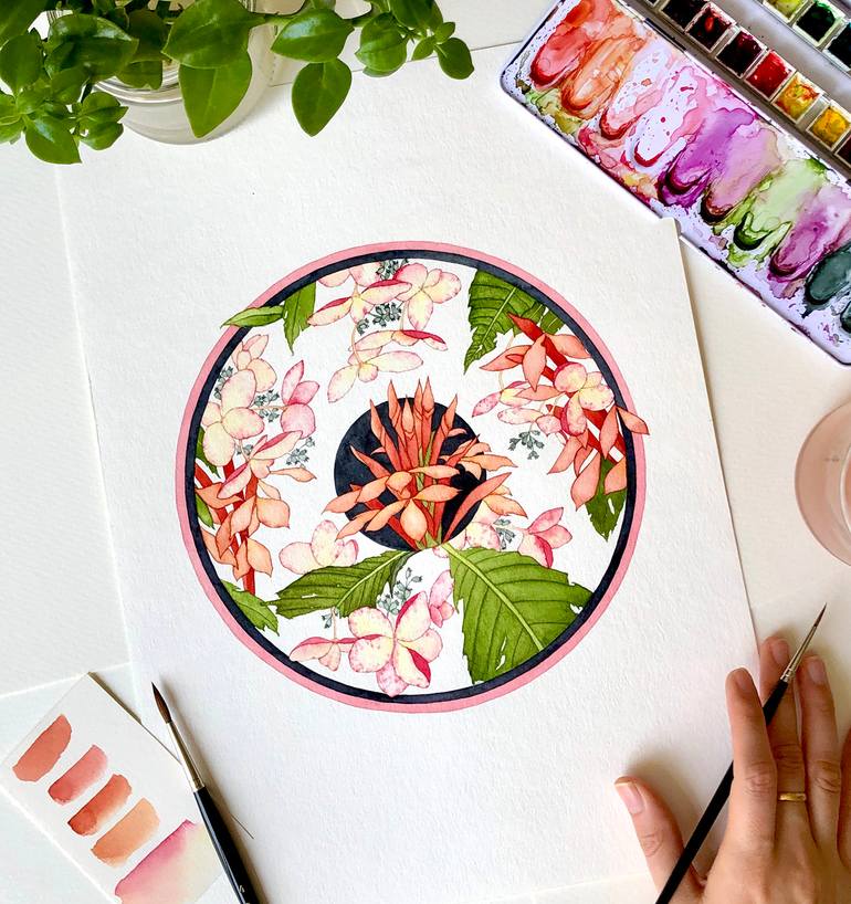 Original Art Deco Botanic Painting by Anto Zv
