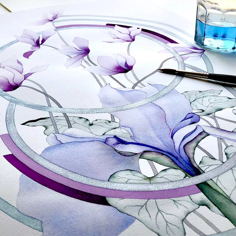 Original Art Deco Floral Painting by Anto Zv