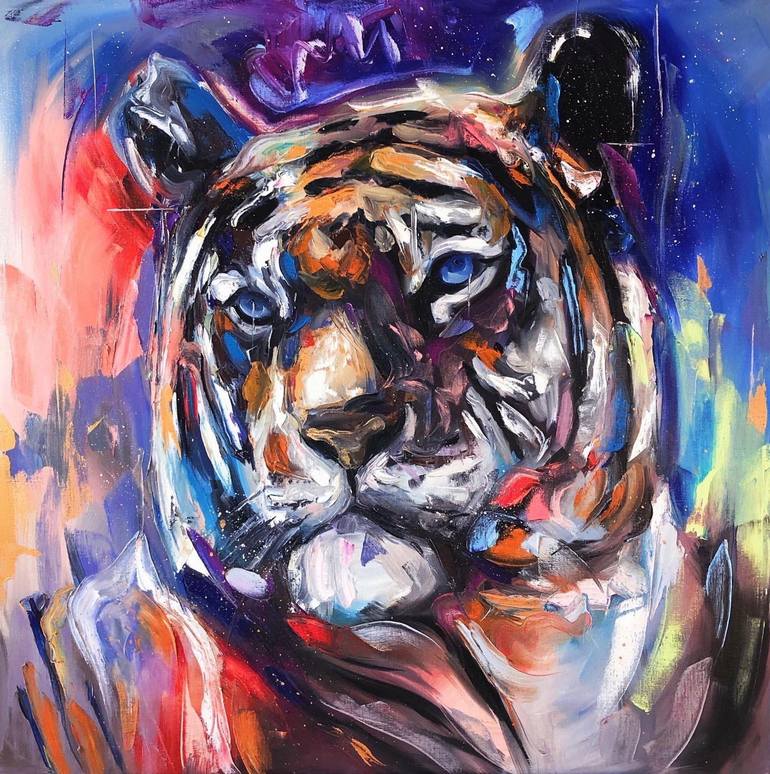 Space Tiger Painting by Yulia Varlamova | Saatchi Art