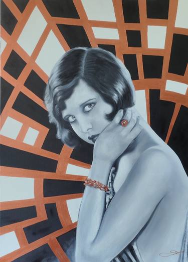 Original Art Deco Celebrity Paintings by Eliška Zradičková