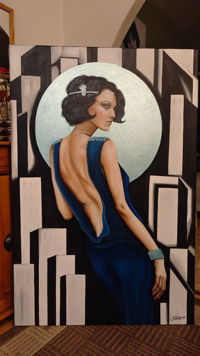Original Art Deco Women Painting by ElišKa ZradičKová