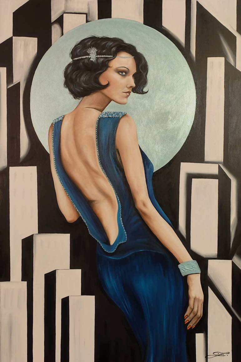 Original Art Deco Women Painting by ElišKa ZradičKová