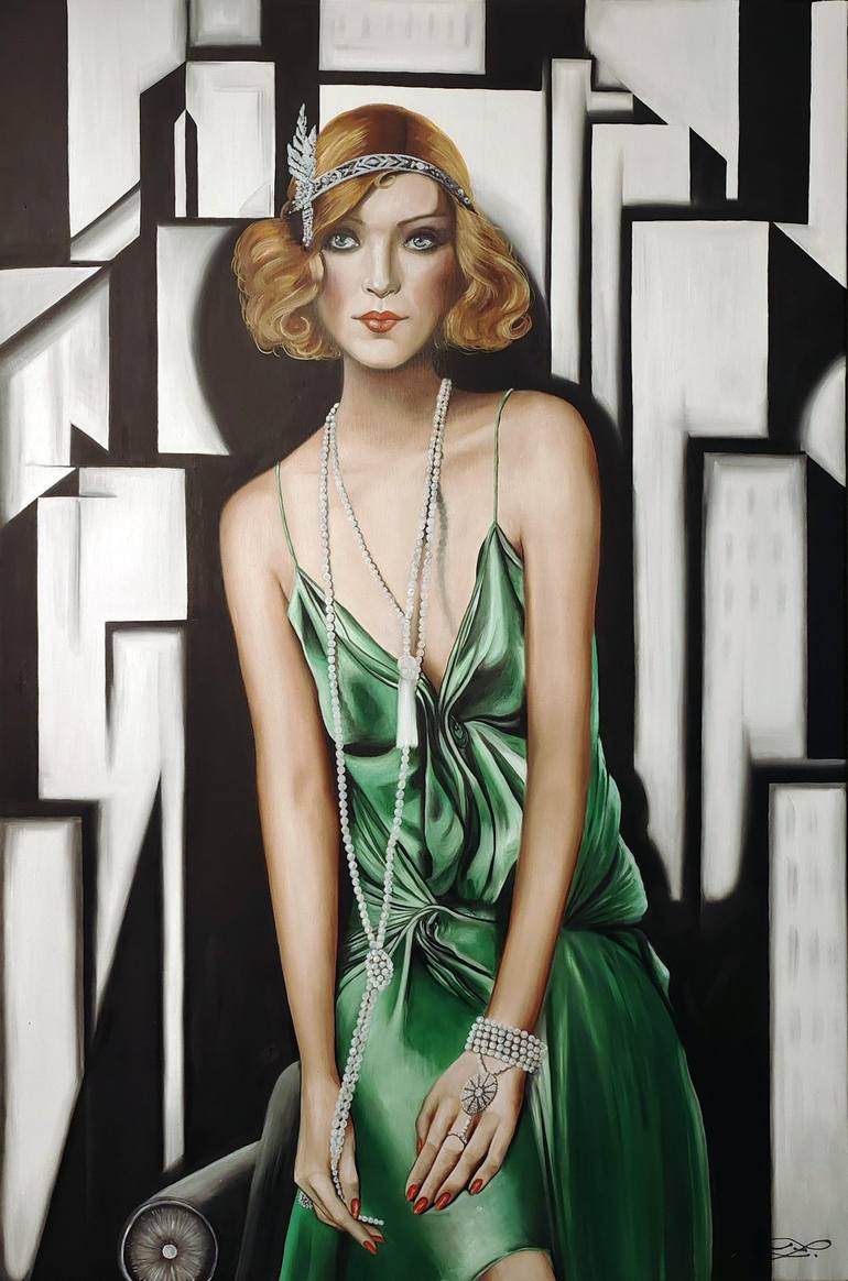 Original Art Deco Women Painting by Eliška Zradičková