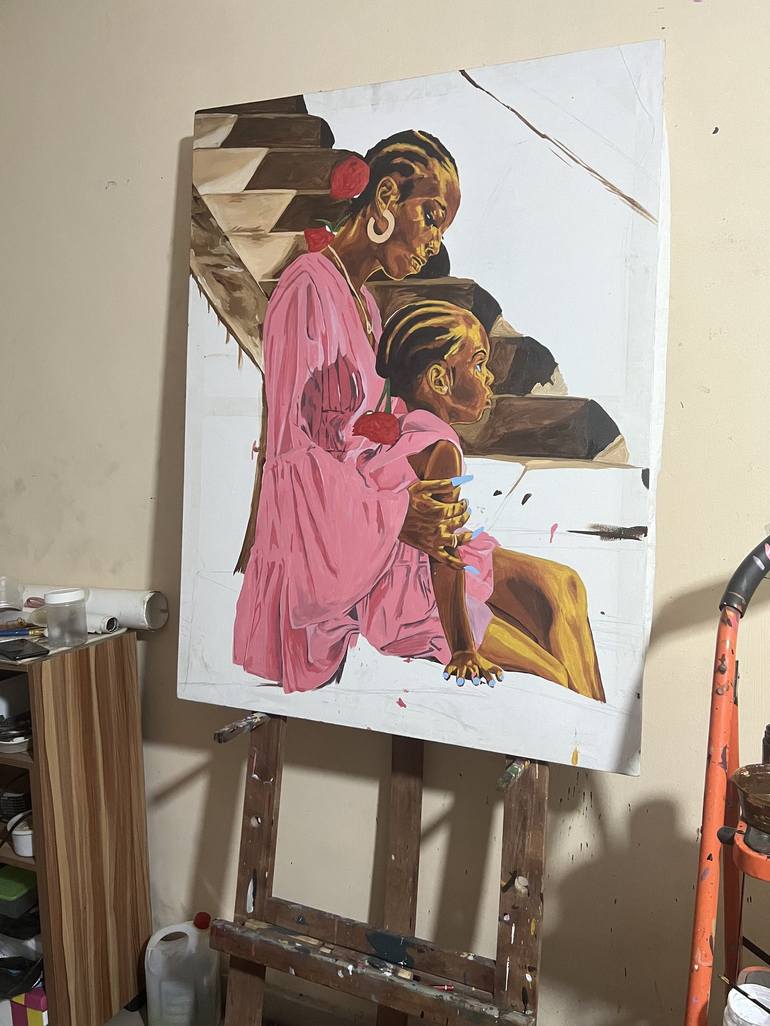 Original Conceptual Family Painting by Emmanuel Akolo