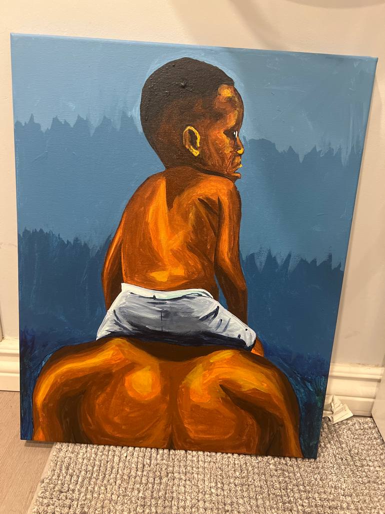 Original Expressionism Children Painting by Emmanuel Akolo