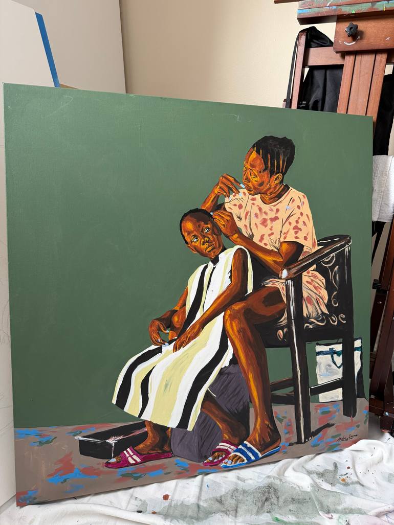 Original Contemporary Family Painting by Emmanuel Akolo