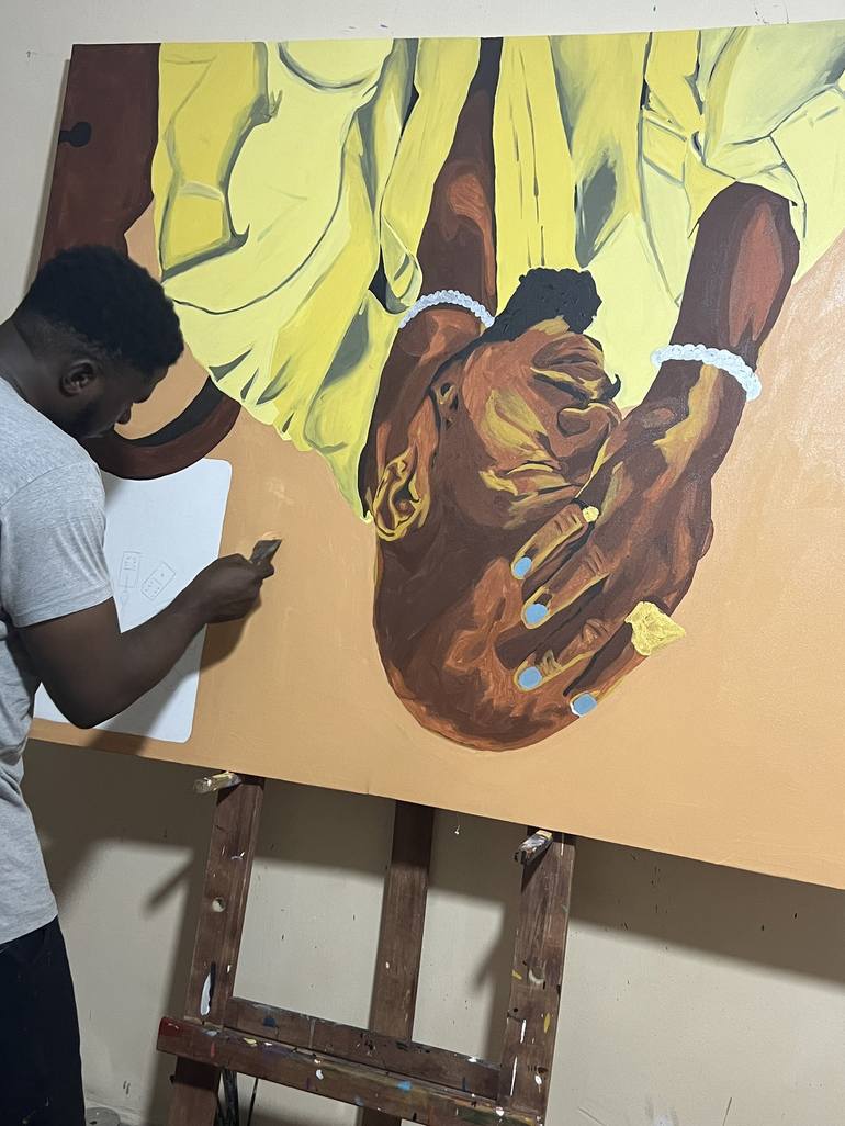 Original Documentary Men Painting by Emmanuel Akolo