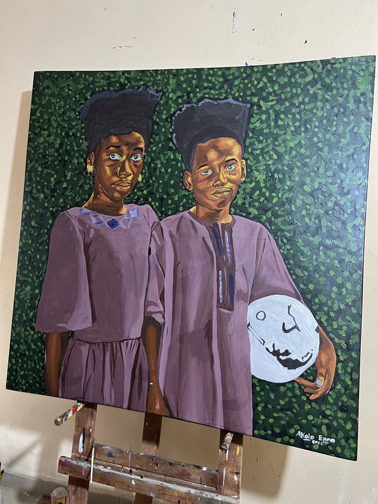 Original Contemporary Family Painting by Emmanuel Akolo