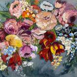 FLORAL PARADISE- original painting on canvas, wall decor, bouquet, rose, peony by Oksana Petrova