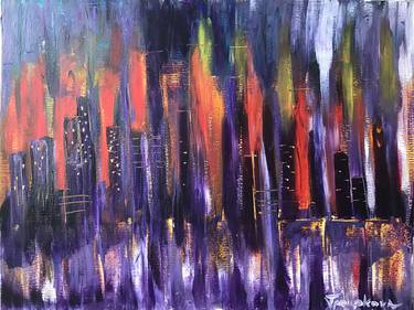 Original Abstract Expressionism Cities Paintings by Tatiana Poupkova