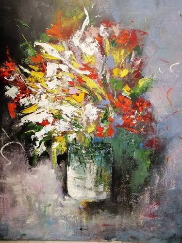 Original Abstract Floral Paintings by Tatiana Poupkova