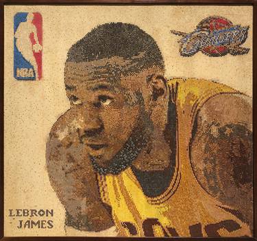 LeBron James, Hand made mosaic from wood thumb