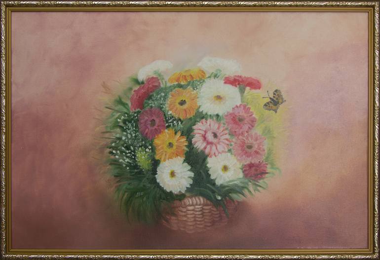 Original Art Deco Floral Painting by Art Moments