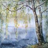 birches by the water by Yurij Komyakov