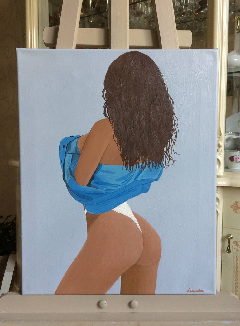 Original Figurative Erotic Painting by Daria Lenivka