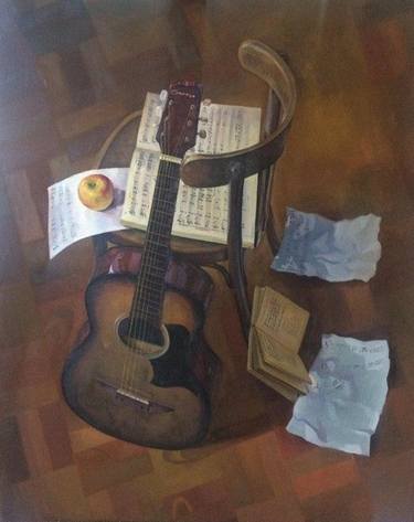 Still life with guitar thumb