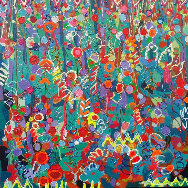 Virus Flowers (Homage to Gillian Ayres) Painting by Catherine Ruth ...