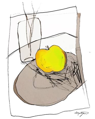 Saatchi Art Artist Dana Squires; Drawings, “Apple with Shadow on Plate” #art