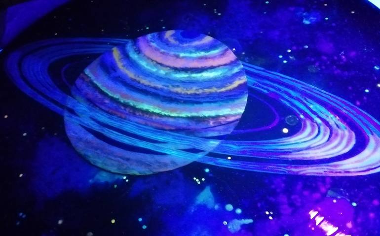 Original Expressionism Outer Space Painting by Alison Camacho