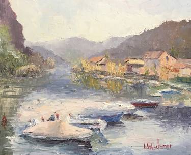Original Fine Art Boat Paintings by Leah Wiedemer
