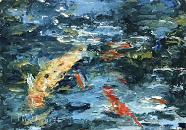 Original Abstract Expressionism Fish Paintings by Leah Wiedemer